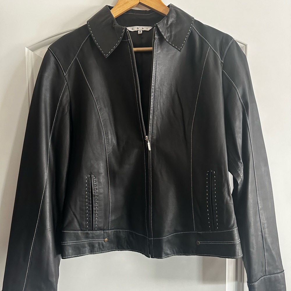 Cabi Black Leather Jacket size 8